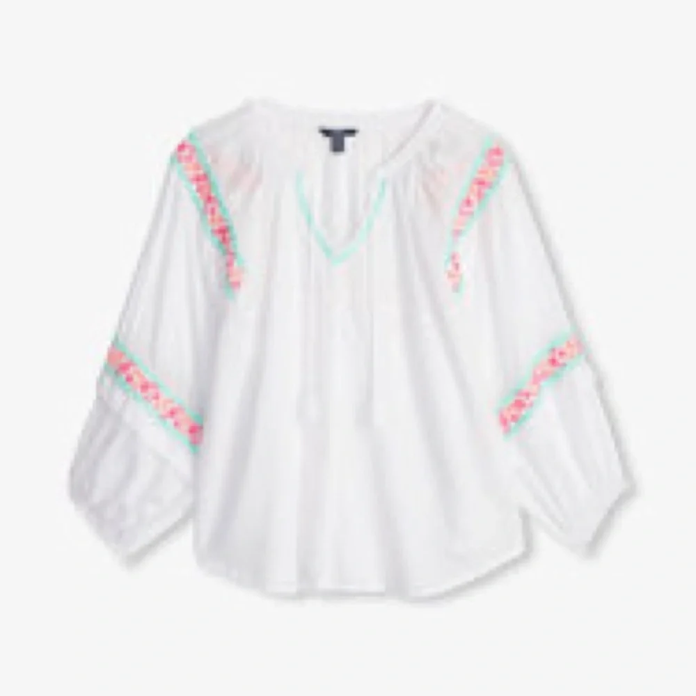 Hatley Embroidered White Long Sleeve Modal Tunic Size Small - Picture 3 of 15